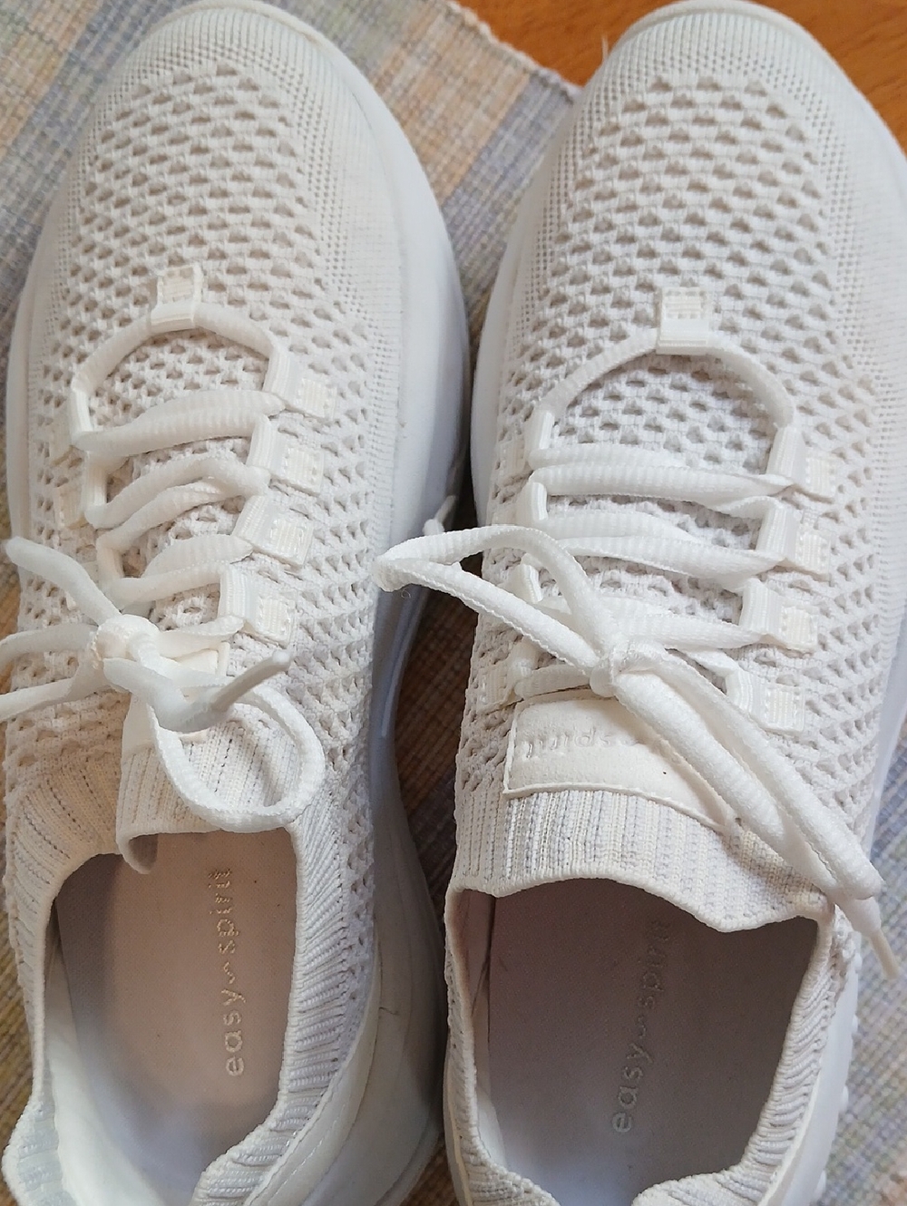 Easy Spirit Women's Knit Lace-Up Sneakers in Cream